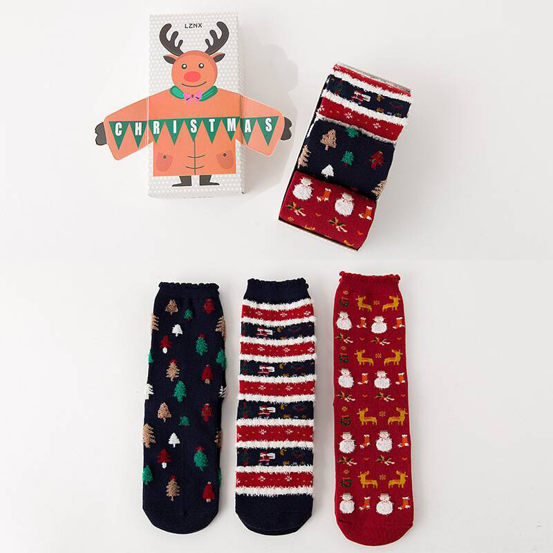 Boxed Christmas Stockings Japanese Style Fashion Cotton Socks Gifts Fluffy Fuzzy Socks